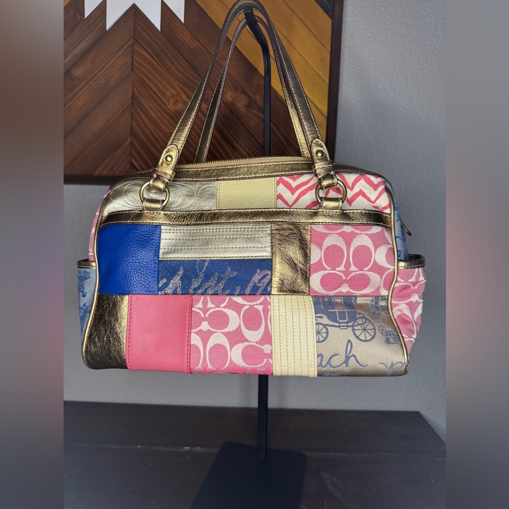 Coach Patchwork Gold and Pink Women's Bag - Picture 2 of 11